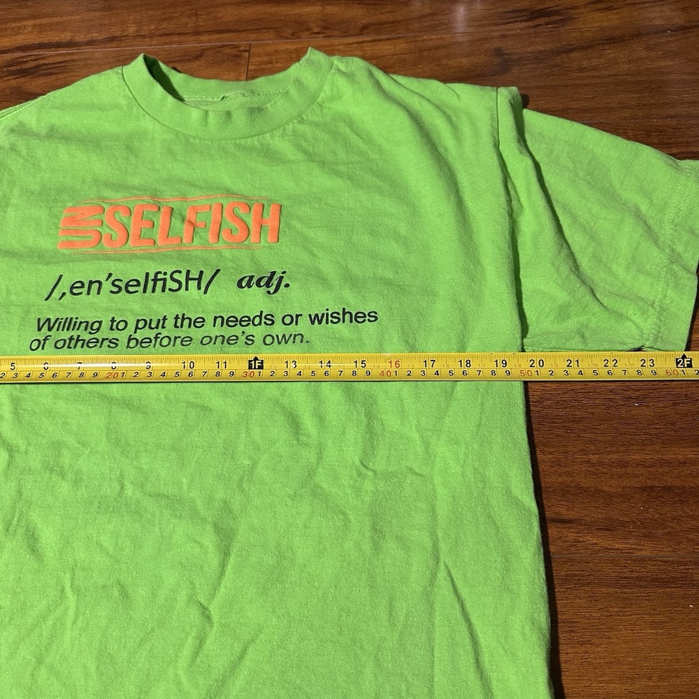 Vintage Selfish Yellow Graphic T Shirt Size XL 90s - Picture 3 of 4